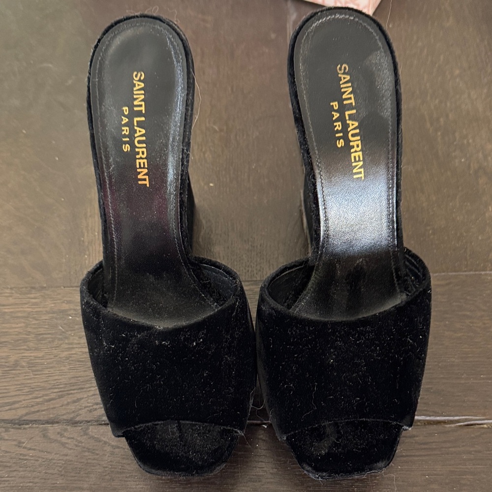 Saint Laurent Black Velvet Mules